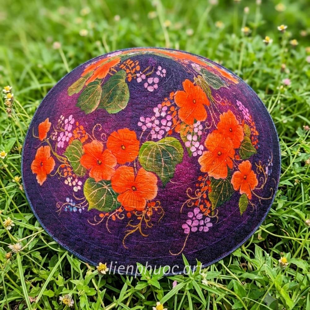 nón lá cỏ bàng vẽ nghệ thuật